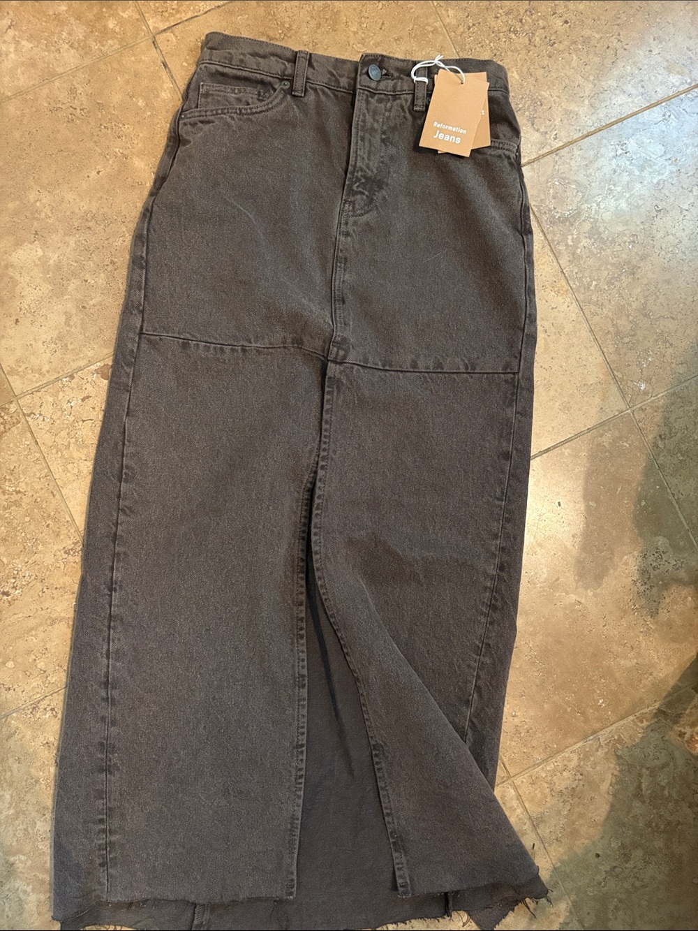 Reformation brown Maxi Denim Skirt